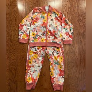 Adidas originals HER girls flower track suit jacket and pants size s(4-5)